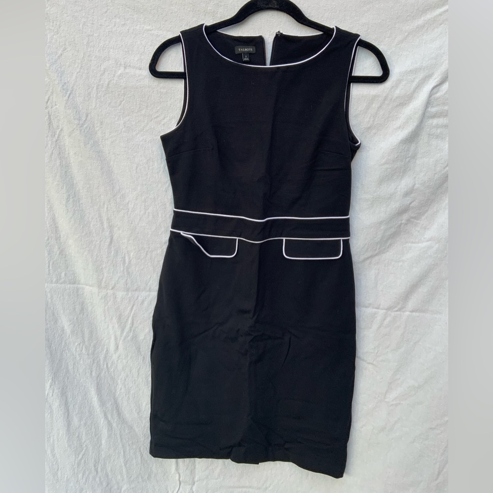 Talbots Black Mini Dress with White Accents